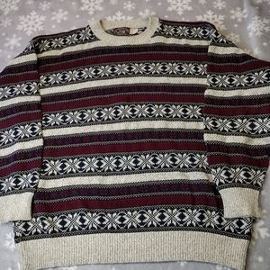 Vintage Victoria Dry Goods Cotton Sweater Snowflake Winter USA Made LG 80's 90's